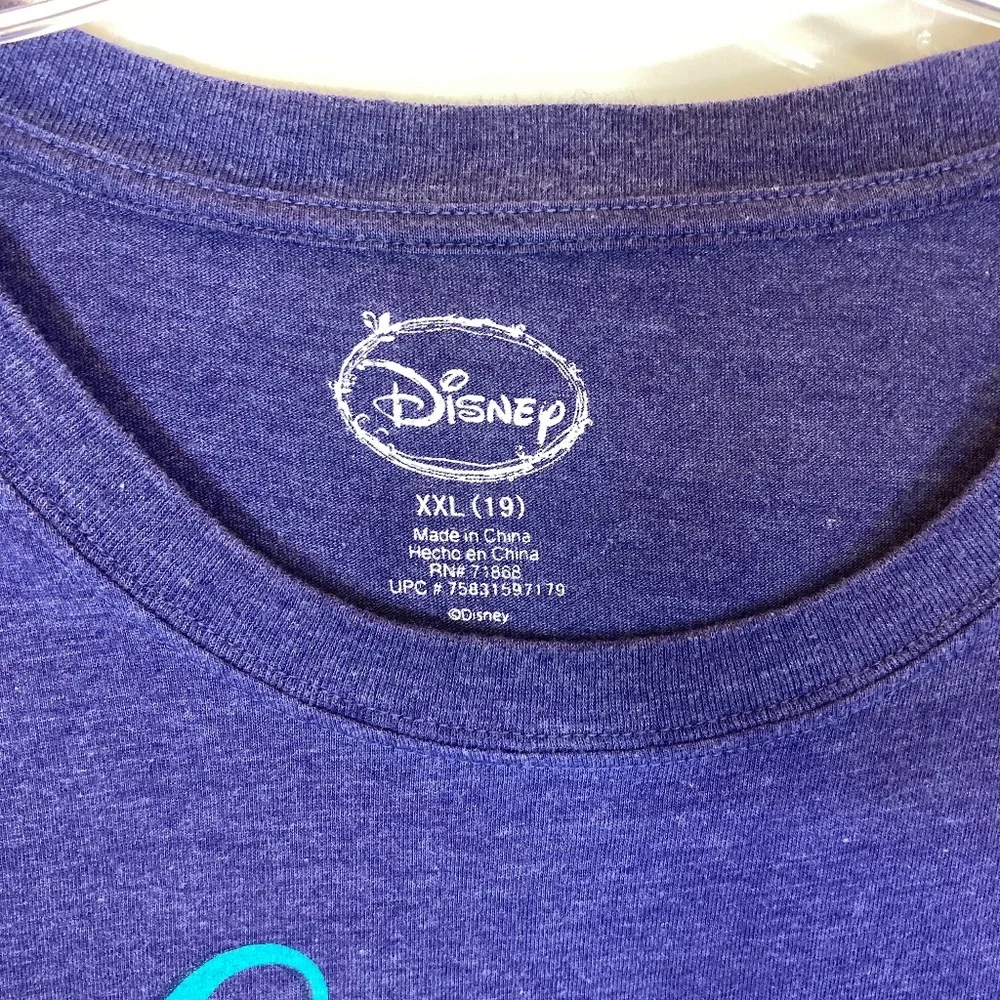 Disney Ariel Blue Shirt Juniors Sz XXL 19 Short Sleeve Glitter Accent - Picture 3 of 13